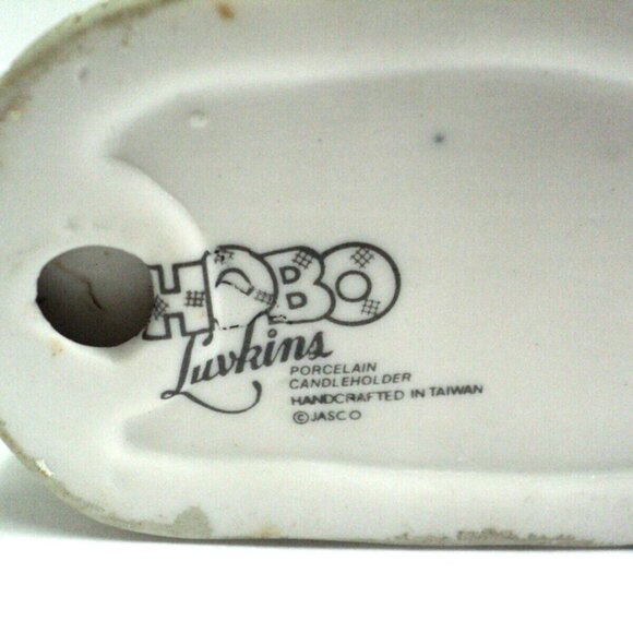 Hobo Clown, Trashcan Candle Holder Luvkins Figurine Jasco Porcelain Taiwan 1980s - Picture 5 of 5